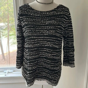Eileen Fisher black & white sweater - gorgeous, EUC, Size Small